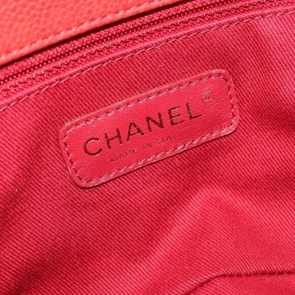 CHANEL Matelasse Chain Shoulder Bag Grained Calf Skin Red CC Auth 127170 - Picture 11 of 16